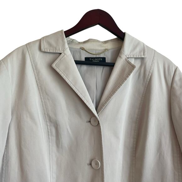Talbots Women Petite Jacket Long Sleeve‎ Stretch Cream Classic Career Blazer - Picture 12 of 12